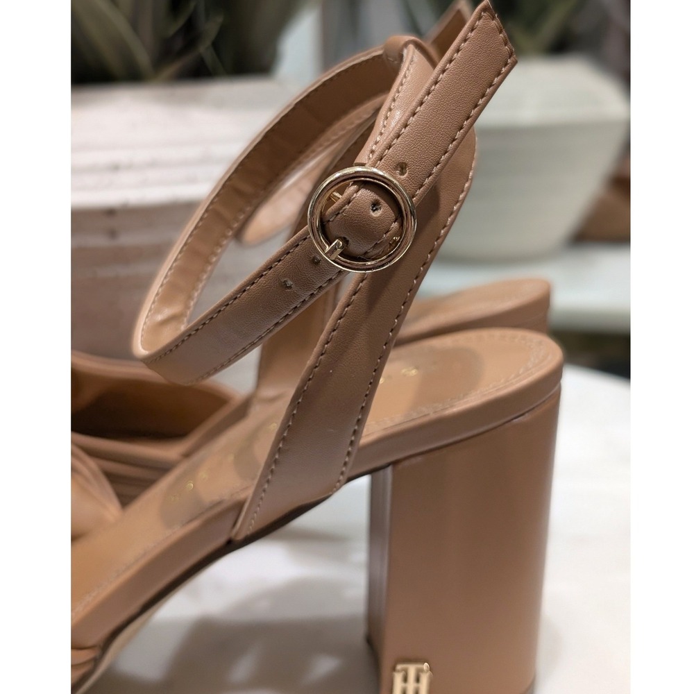 Tommy Hilfiger Sarifina Knotted Block Heel Sandals Size 8M‎ in Tan - Picture 7 of 10